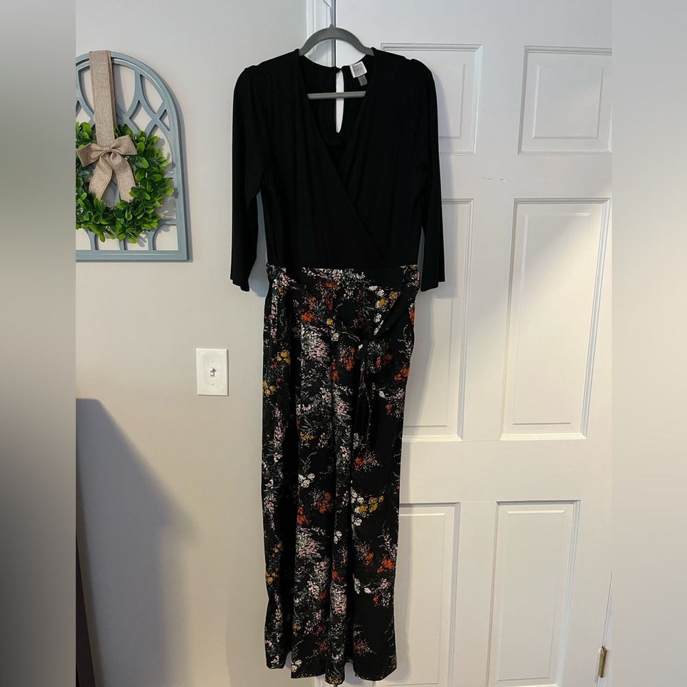 Cupid Black Floral Pantsuit
